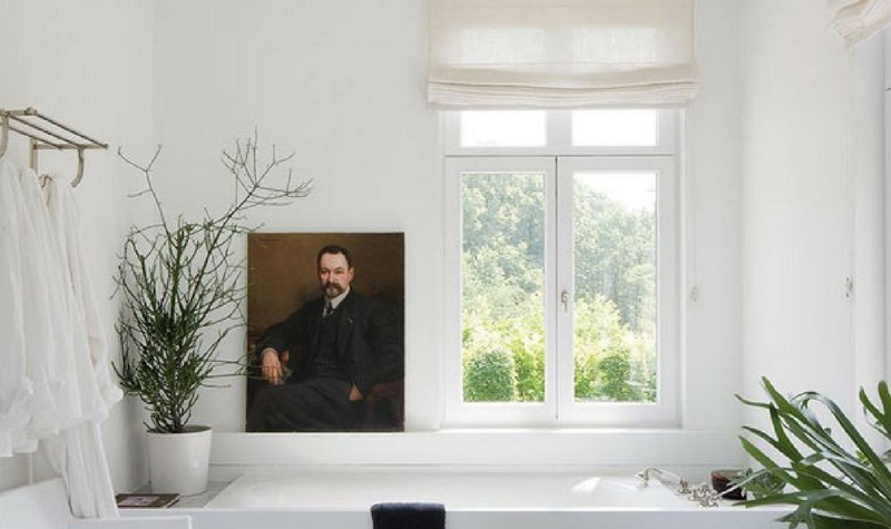 [Art in the Loo] + Custom Roman Shades