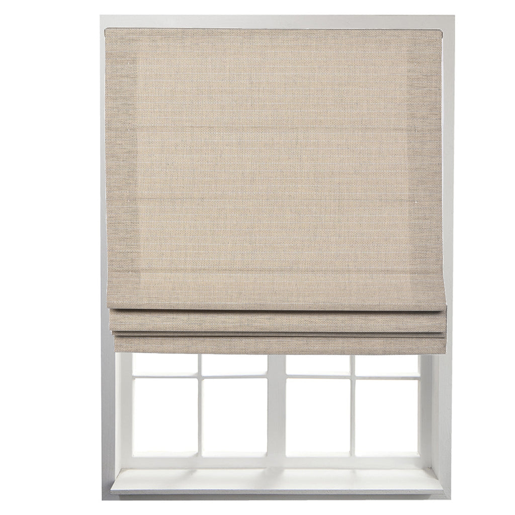 Waterfall Woven Wood Shade with Front Valance and Fabric on Rear - Customized